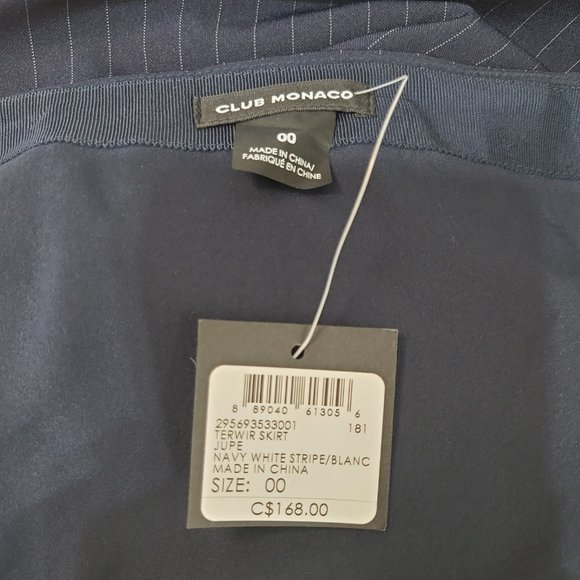 Club Monaco Women's Skirt Stripe Navy/White - Size 00 - Picture 3 of 5